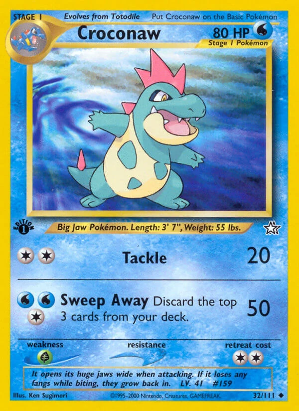 Croconaw 32/111, English, 1st Edition, Non-Holo