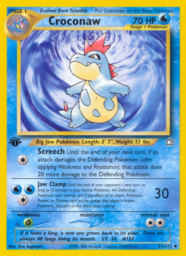 Croconaw 31/111, English, 1st Edition, Non-Holo