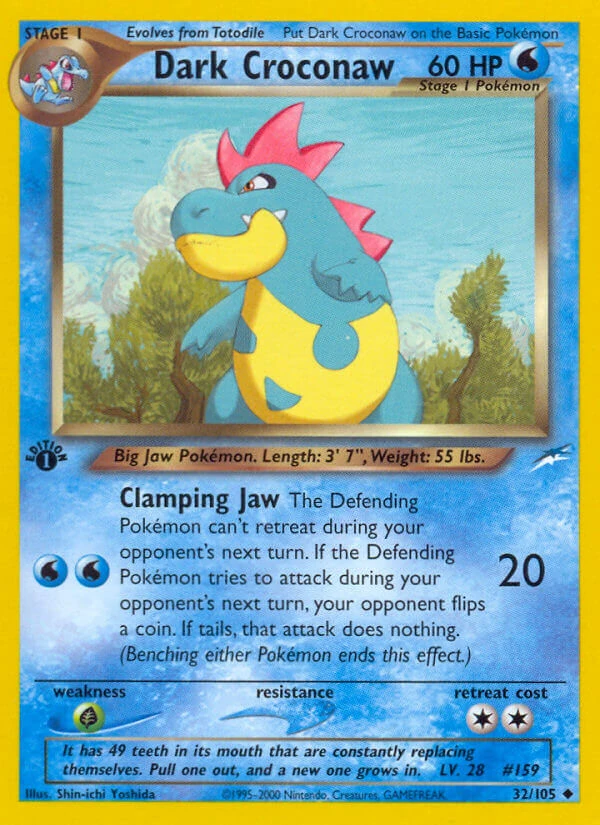 Dark Croconaw 32/105, English, 1st Edition, Non-Holo