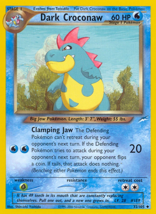 Dark Croconaw 32/105, English, Unlimited, Non-Holo