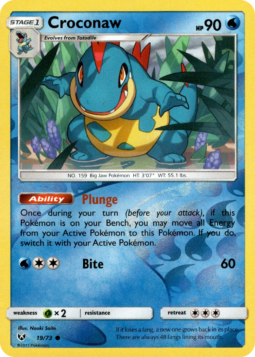 Croconaw 19/73, English, Standard, Reverse Holo