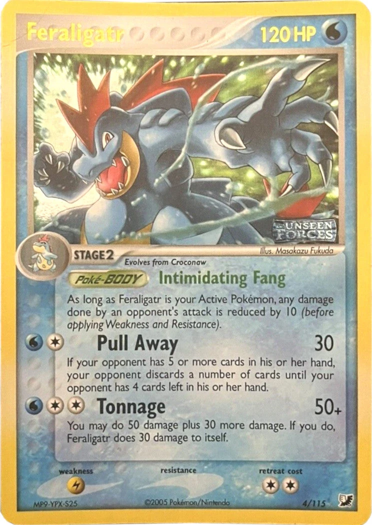 Feraligatr 4/115, English, Standard set parallel, Set-logo-stamped Reverse Holofoil