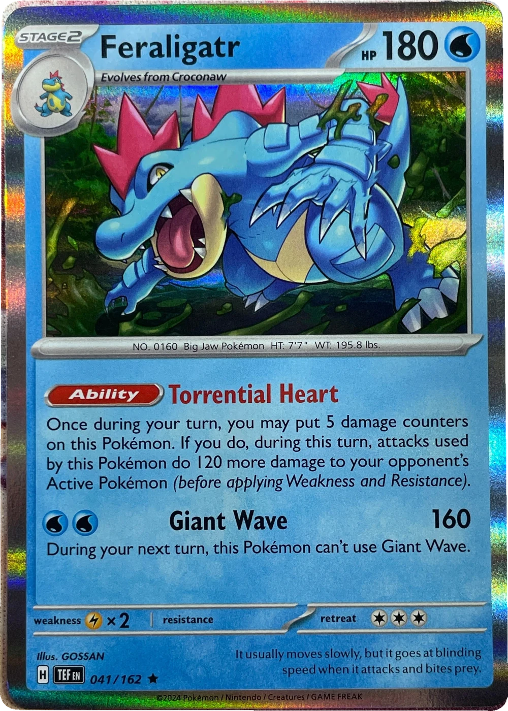 Feraligatr 041/162, English, Standard set print, Holofoil