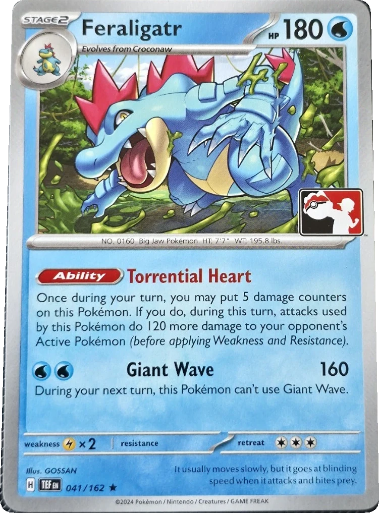 Feraligatr 041/162, English, Prize Pack print, Play! Pokémon logo-stamped Non-Holo