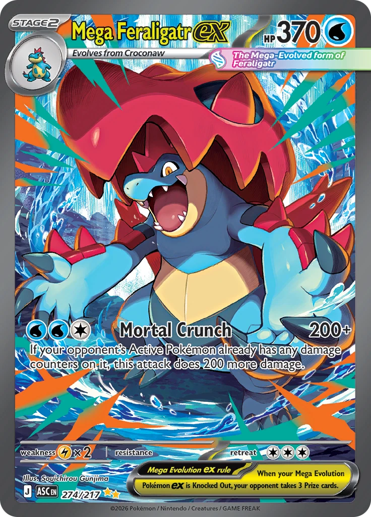 Mega Feraligatr ex 274/217, English, Secret rare print, Special Illustration Rare Holofoil