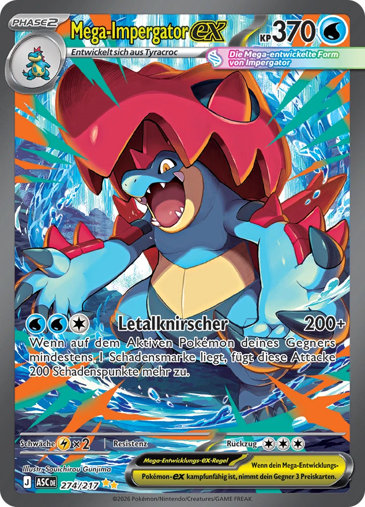 Mega-Impergator ex 274/217, German, Secret-Rare-Druck, Special Illustration Rare Holofoil