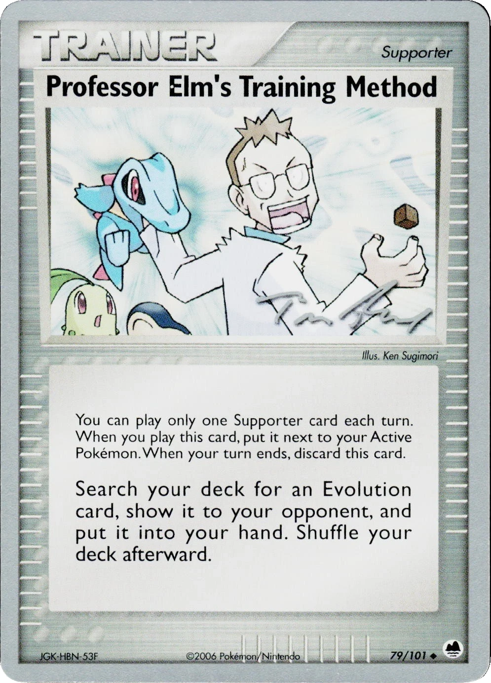 Professor Elm's Training Method 79/101, English, World Championships Deck reprint, Non-Holo; silver border; facsimile signature; Worlds back