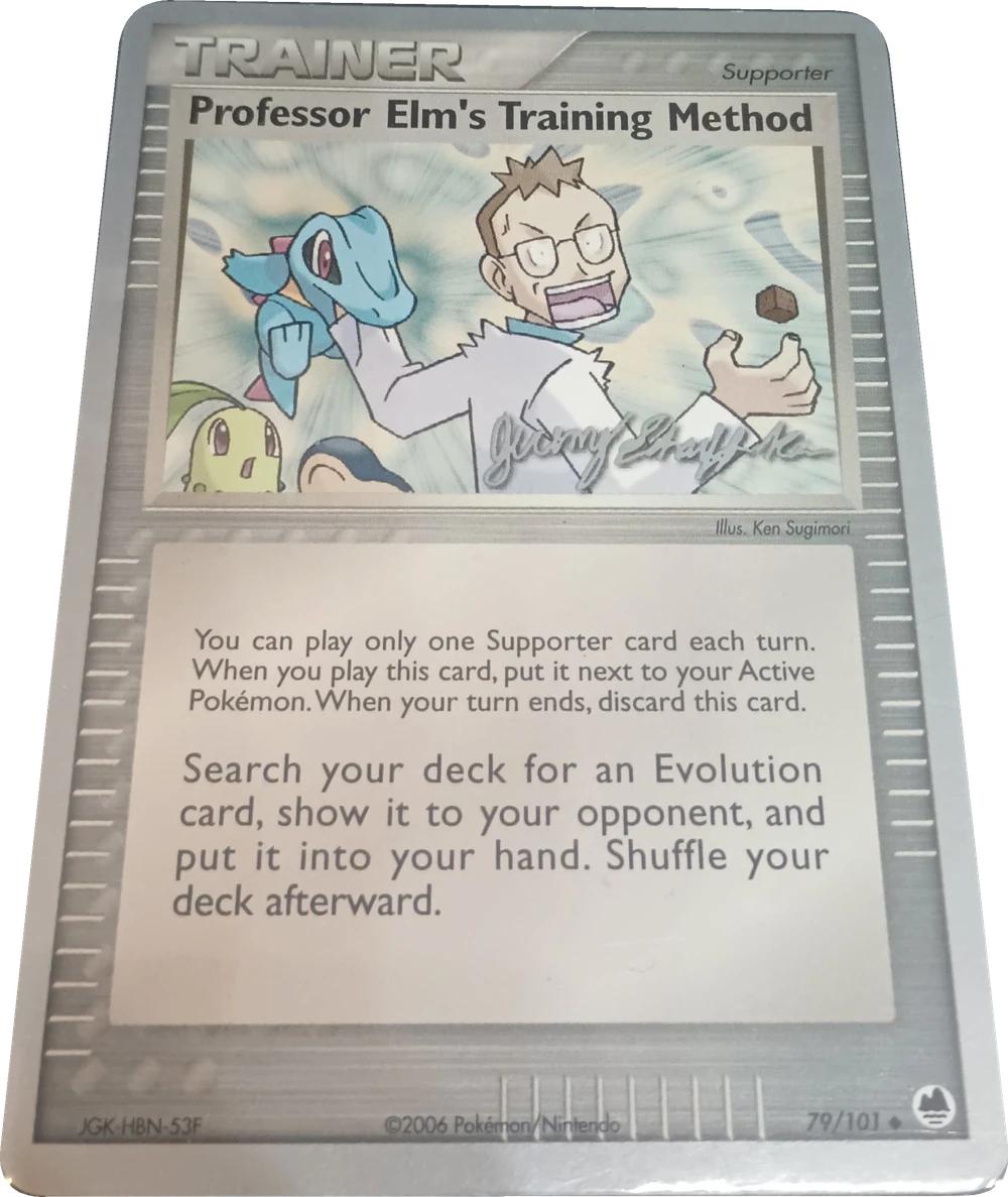 Professor Elm's Training Method 79/101, English, World Championships Deck reprint, Non-Holo; silver border; facsimile signature; Worlds back