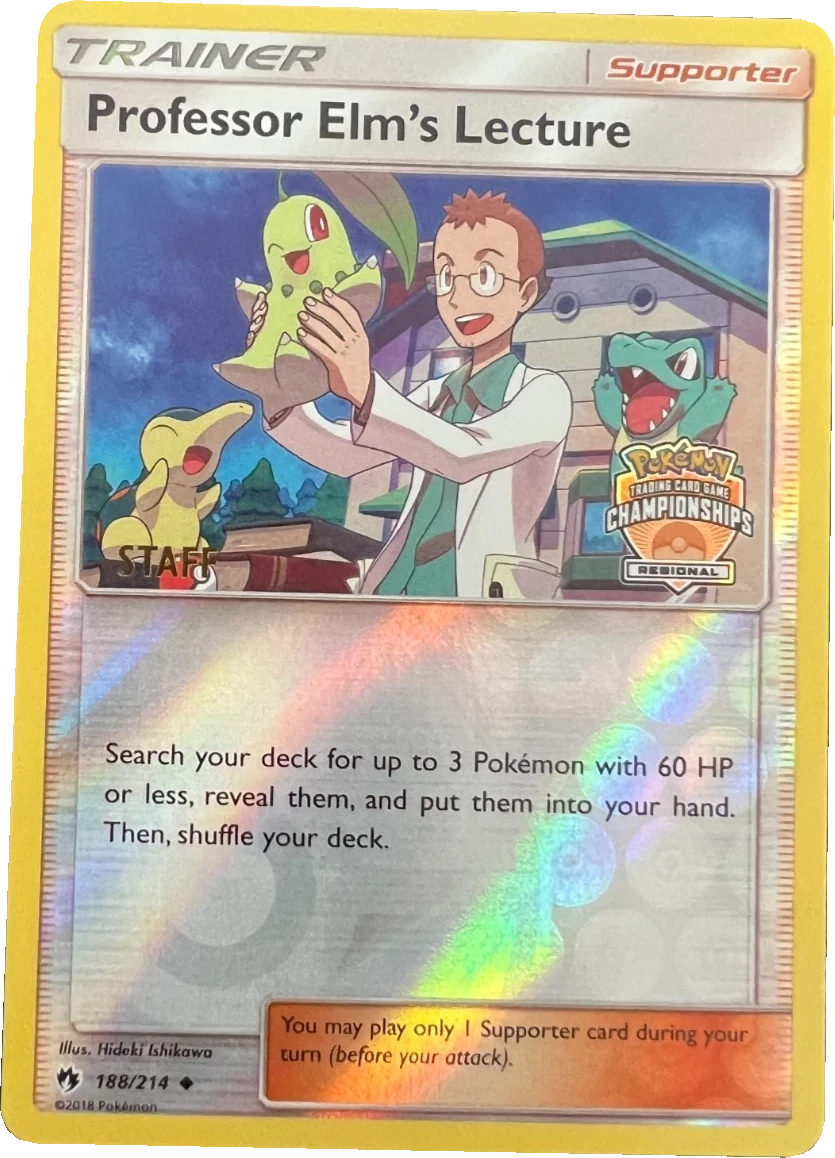 Professor Elm's Lecture 188/214, English, STAFF promo, Reverse Holo (Regional STAFF stamp)