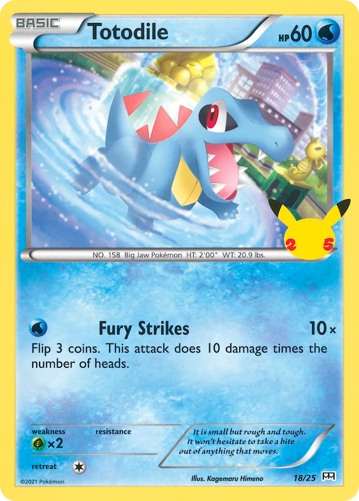 Totodile 18/25, English, McDonald's promo, Non-Holo (25th logo)